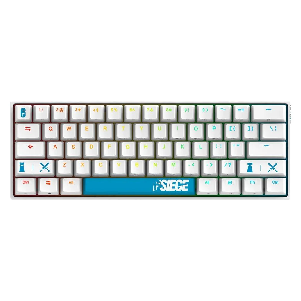 Teclado Gamer Mecânico Checkpoint KX-400 Operator Series 60% RGB Switch Red Anti-Ghosting Branco R6-KB-1001