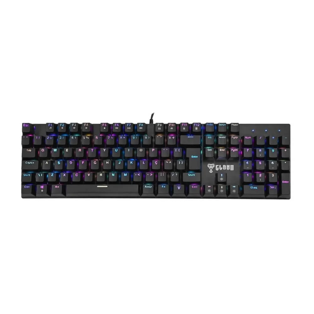 Teclado Gamer Mecânico Clanm King RGB Switch Vermelho Preto CL-TK87