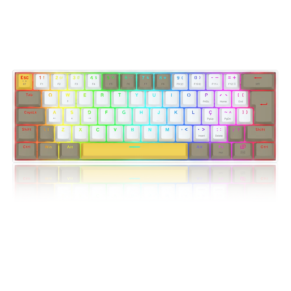 Teclado Gamer Mecânico Redragon Draconic Pro RGB Switch Brown Branco/Cinza/Amarelo K530-YL-WT-GY