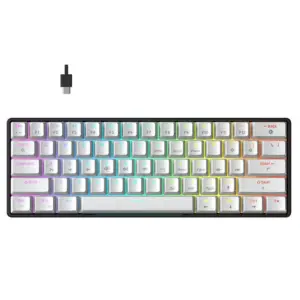 Teclado Gamer Mecânico Force One Atlas 60% RGB Switch Huano Red Branco Teclado Gamer Mecânico Force One Atlas 60% RGB Switch Huano Red Branco