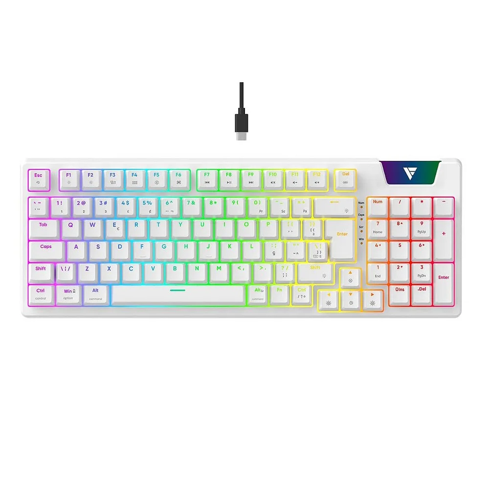 Teclado Gamer Mecânico Force One Atlas Pro RGB Switch Huano Red Branco