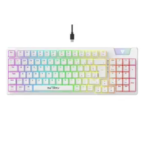 Teclado Gamer Mecânico Force One Yari RGB Switch Gateron Yellow Branco Teclado Gamer Mecânico Force One Yari RGB Switch Gateron Yellow Branco