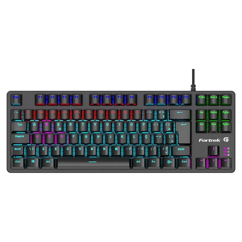 Teclado Gamer Mecânico Fortrek Black Halk LED Switch Outemu Brown ABNT2 Preto 75939