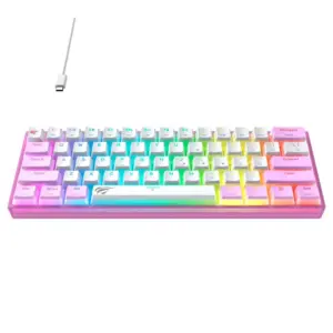 Teclado Gamer Mecânico Havit KB877L 60% RGB Switch Red Branco e Roxo Teclado Gamer Mecânico Havit KB877L 60% RGB Switch Red Branco e Roxo