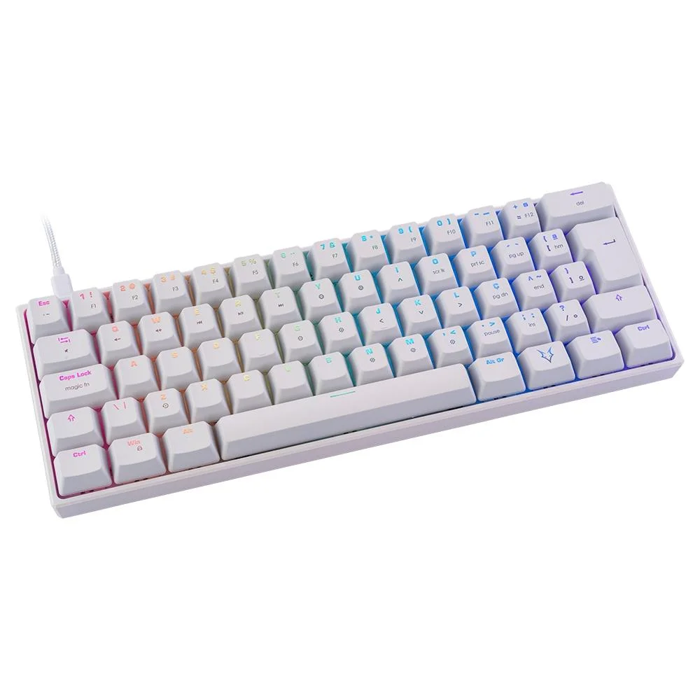 Teclado Gamer Mecânico Husky Blizzard 60% RGB Switch Gateron Red ABNT2 Branco HTG001BRVR