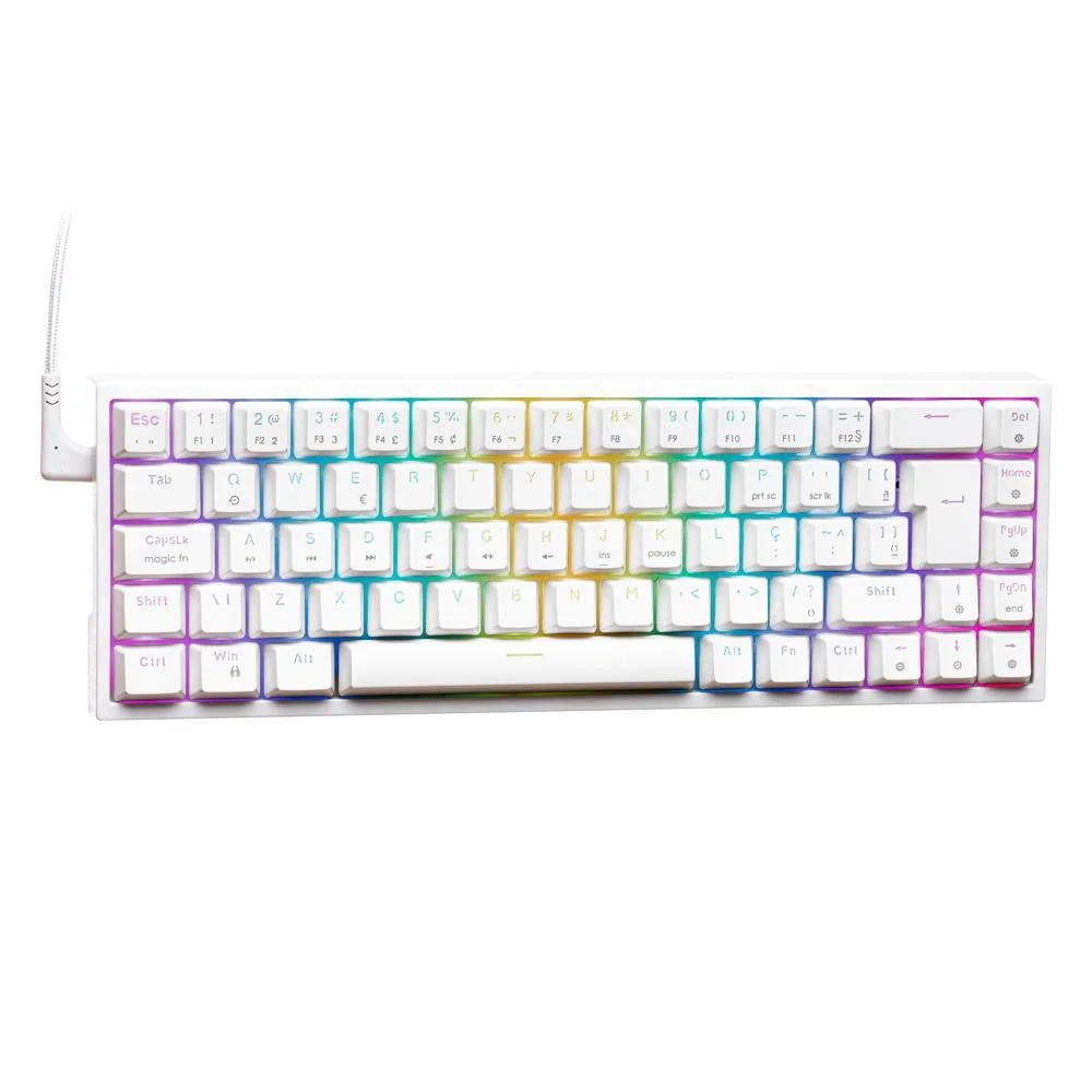 Teclado Gamer Mecânico Husky Hailstorm 65% RGB Switch Gateron Red ABNT2 Branco HTG002BRVR