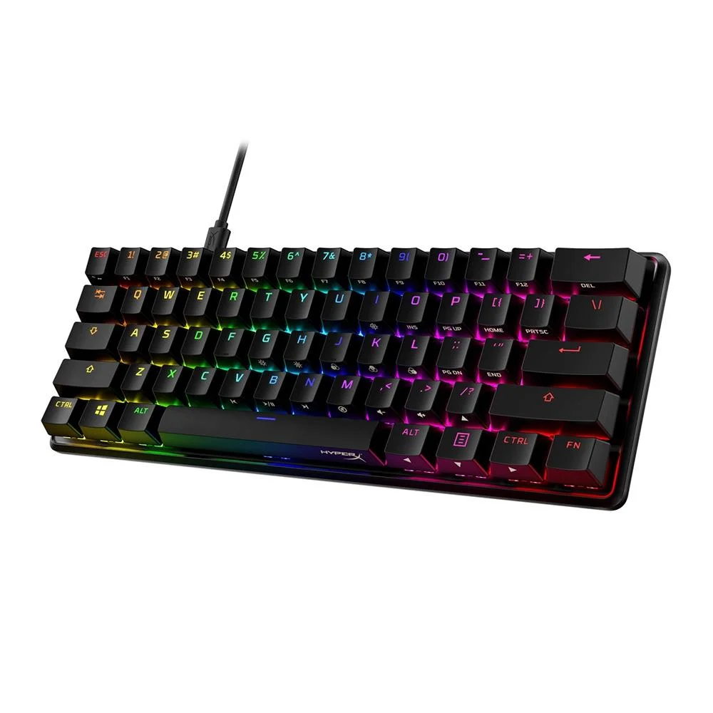 Teclado Gamer Mecânico HyperX Alloy Origins 60% RGB Switch HyperX Red Compacto Anti-Ghosting Layout US Preto 4P5N4AA#ABA