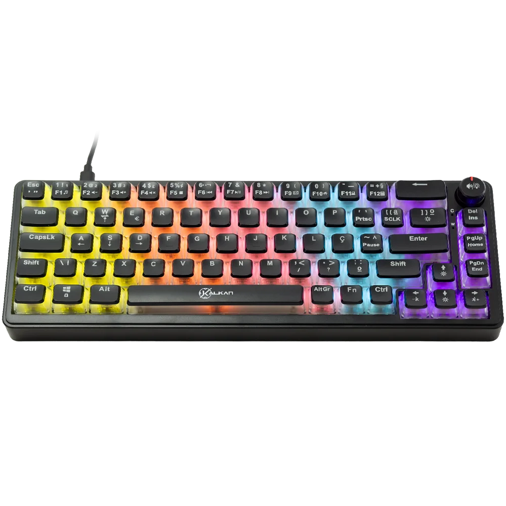 Teclado Gamer Mecânico Kalkan Drakar 65% Rainbow Switch Brown