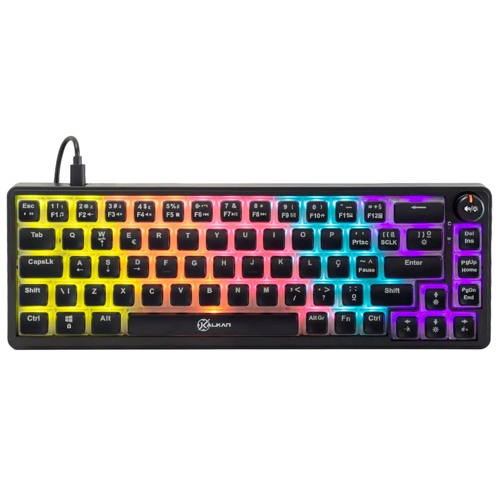 Teclado Gamer Mecânico Kalkan Drakar 65% RGB Switch YH Brown ABNT2 Preto KLK00052