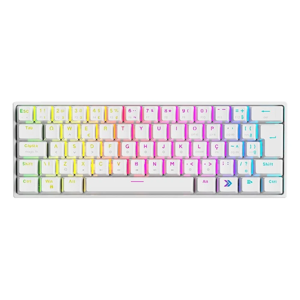 Teclado Gamer Mecânico KBM! Gaming TG600 60% RGB Switch Gateron Blue ABNT2 Branco KGTG600BRAZ
