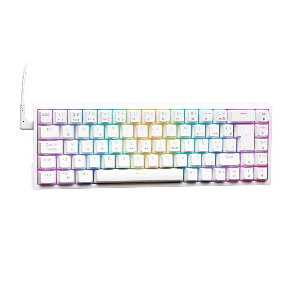 Teclado Gamer Mecânico KBM! Gaming TG700 65% RGB Switch Gateron Red ABNT2 Branco KGTG700BRVR