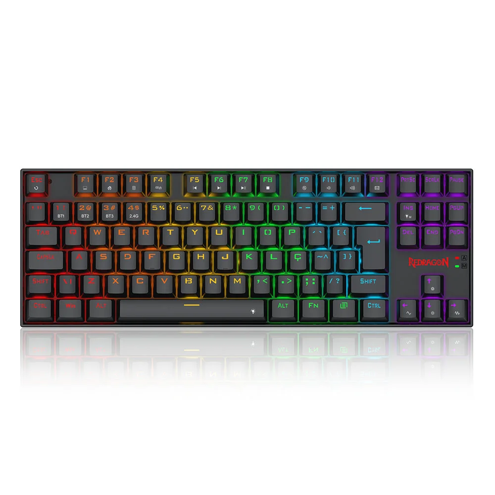 Teclado Gamer Mecânico Redragon Kumara Elite RGB Sem Fio Switch Brown Preto K552-KRS