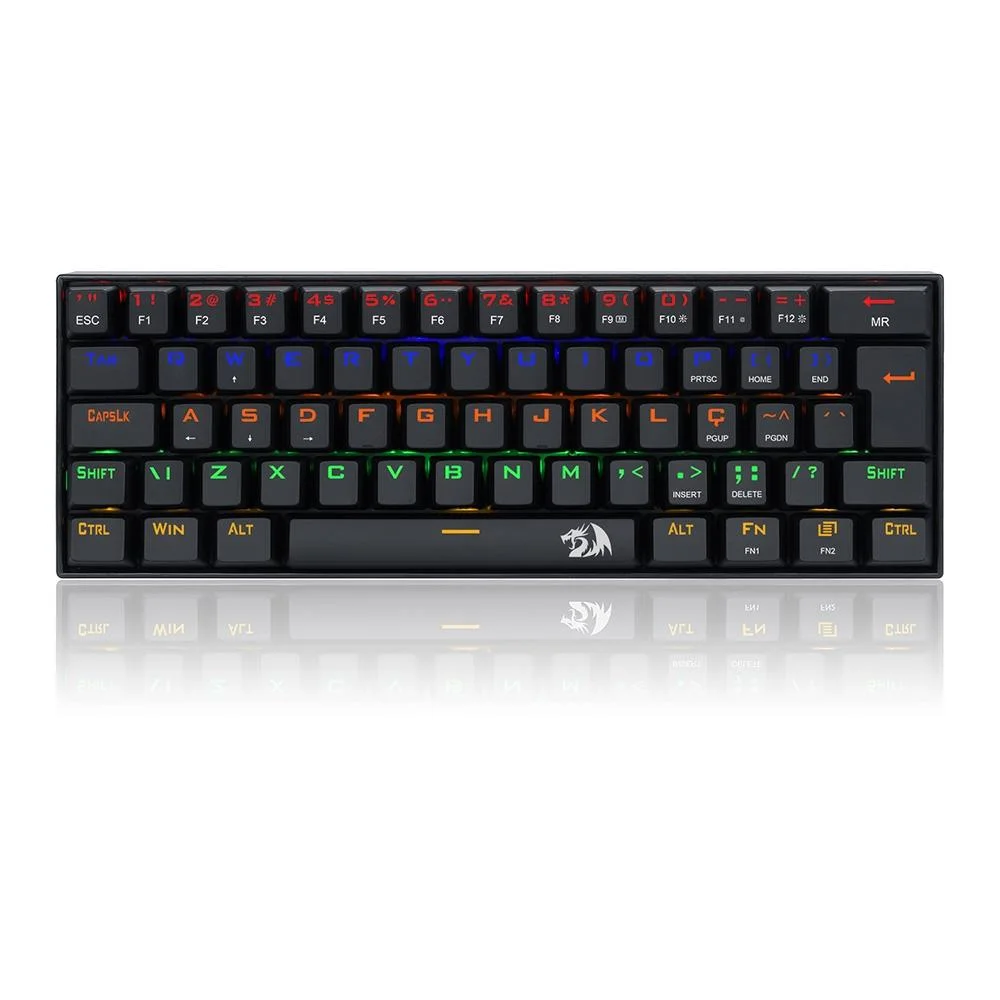 Teclado Gamer Mecânico Redragon Lakshmi Rainbow Switch Black ABNT2