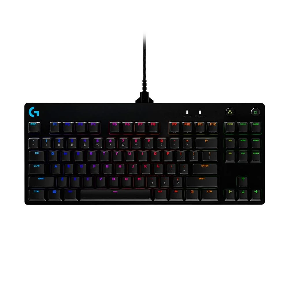 Teclado Gamer Mecânico Logitech G Pro TKL RGB Lightsync Switch GX Blue Clicky Layout US 920-009388