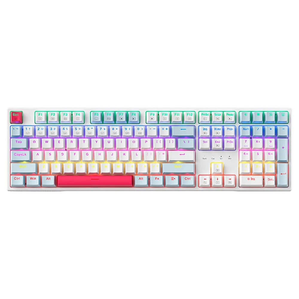 Teclado Gamer Mecânico Machenike K500E-108 RGB Hotswappable Switch Red Azul Claro JJ02G8005
