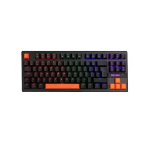 Teclado Gamer Mecânico New Hero Commander TKL Rainbow Switch Blue ABNT Preto e Laranja Teclado Gamer Mecânico New Hero Commander TKL Rainbow Switch Blue ABNT Preto e Laranja
