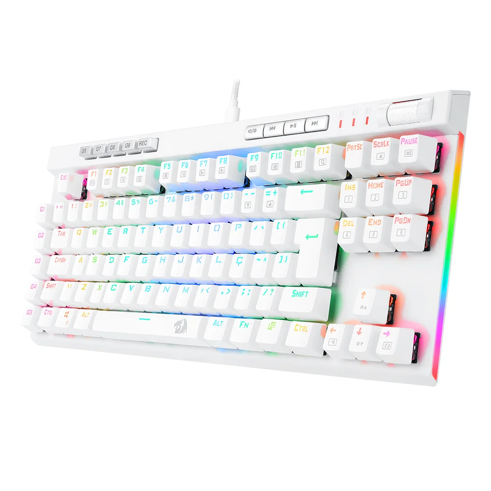 Teclado Gamer Óptico Redragon Magic-Wand Pro Lunar White RGB Switch Outemu Brown DIY ABNT2 K587WRGB-PRO