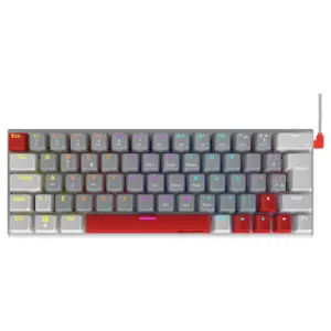 Teclado Gamer Mecânico PCyes Kuromori White Ghost 60% LED Rainbow Switch Red PTKMWG60RD Teclado Gamer Mecânico PCyes Kuromori White Ghost 60% LED Rainbow Switch Red PTKMWG60RD