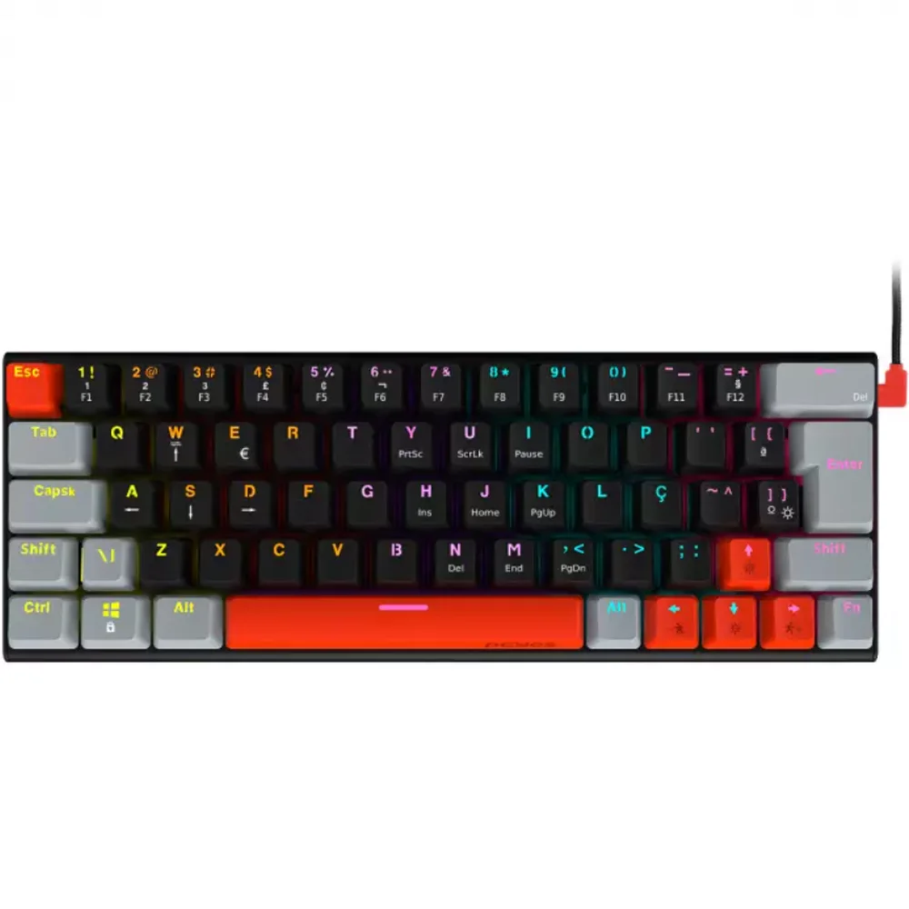 Teclado Gamer Mecânico PCyes Kuromori 60% RGB Switch Outemu Blue ABNT2 PTKM60BL