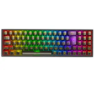 Teclado Gamer Mecânico Redragon Pollux Pro Clear RGB Sem Fio Switch Crystal Preto K628CTB-RGB-PRO