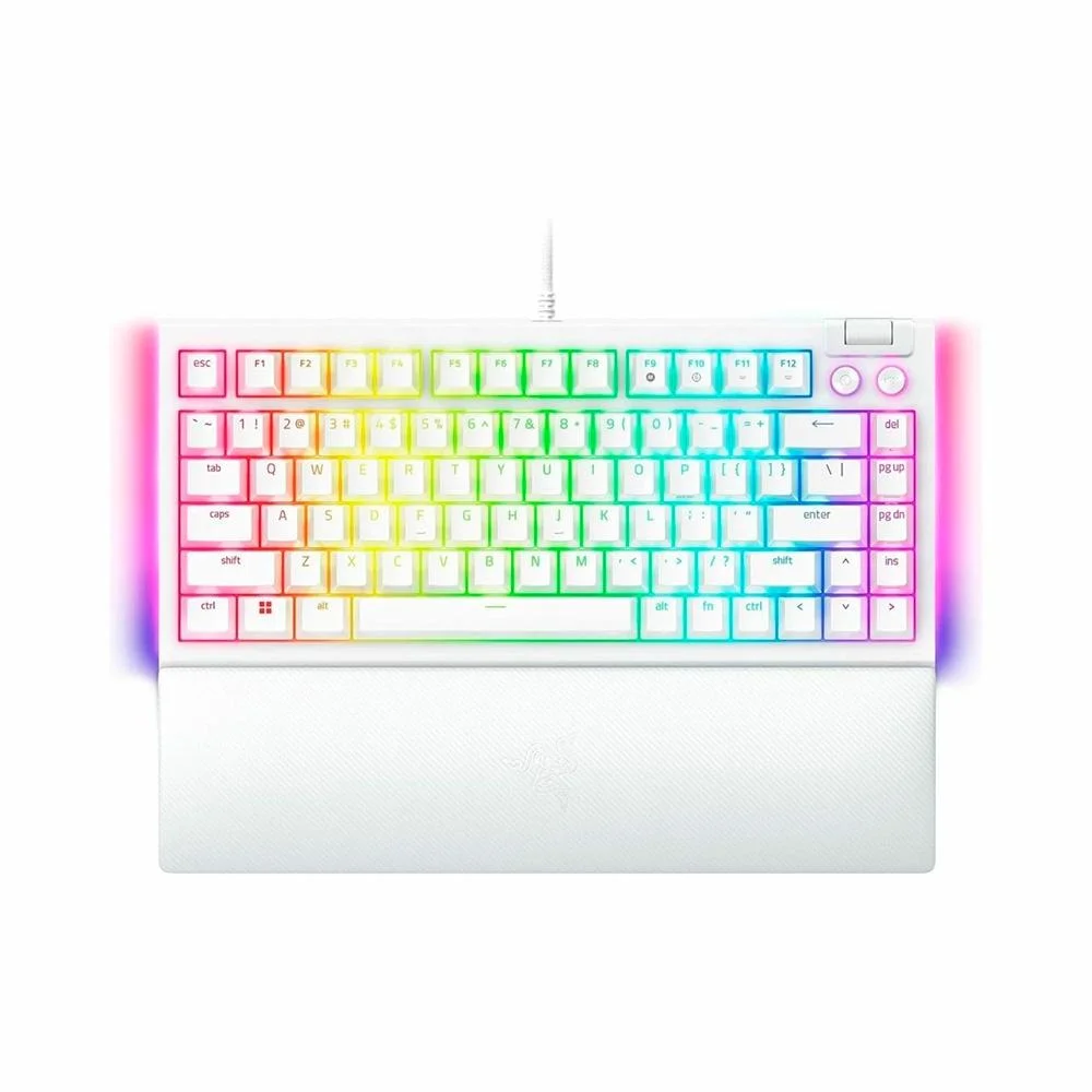 Teclado Gamer Mecânico Razer BlackWidow V4 75% Chroma RGB Anti-Ghosting Layout US Branco RZ0305001700
