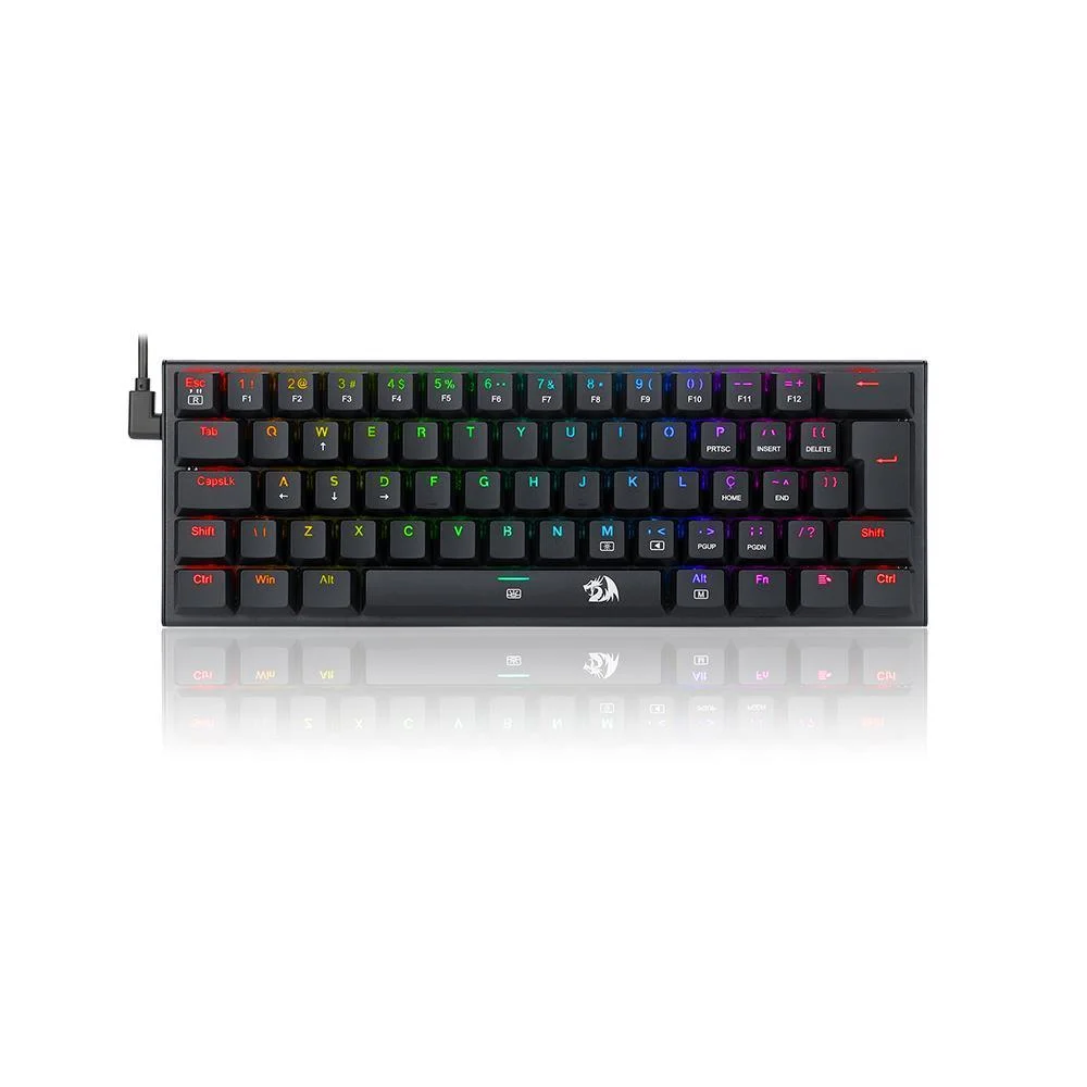 Teclado Gamer Mecânico Redragon Anivia 60% RGB Switch Blue 61 Teclas ABNT2