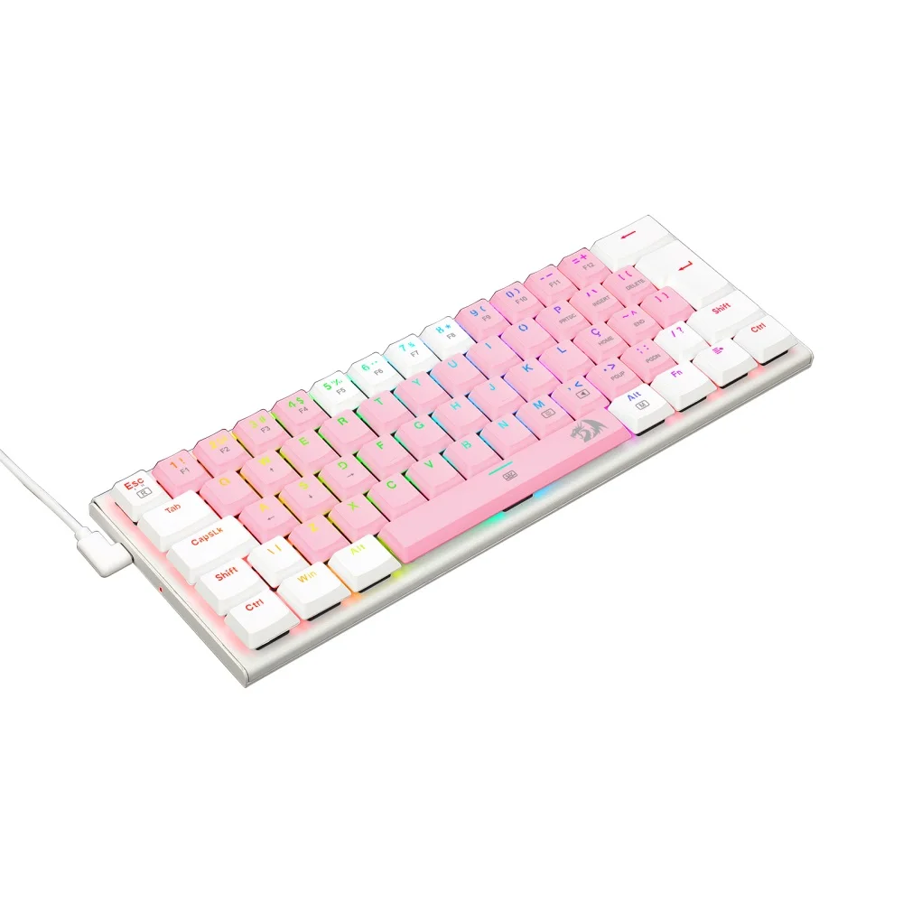 Teclado Gamer Mecânico Redragon Anivia RGB Rosa K614PW-RGB-PT-BLU