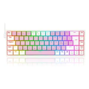 Teclado Gamer Mecânico Redragon Castor RGB Switch Brown ABNT2 Rosa com Branco K631PW-RGB (PT-BROWN) Teclado Gamer Mecânico Redragon Castor RGB Switch Brown ABNT2 Rosa com Branco K631PW-RGB (PT-BROWN)