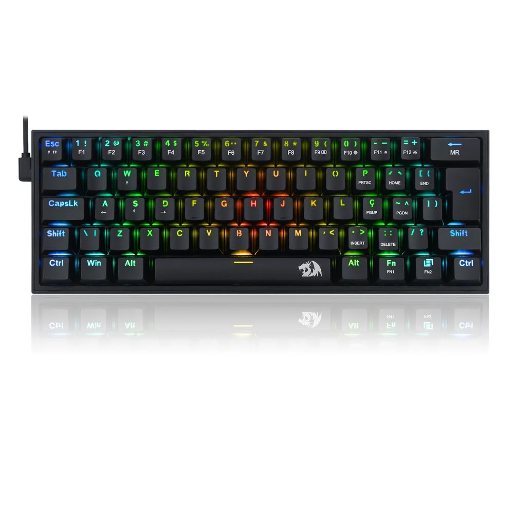 Teclado Gamer Mecânico Redragon Fizz RGB Switch Vermelho ABNT2 Preto