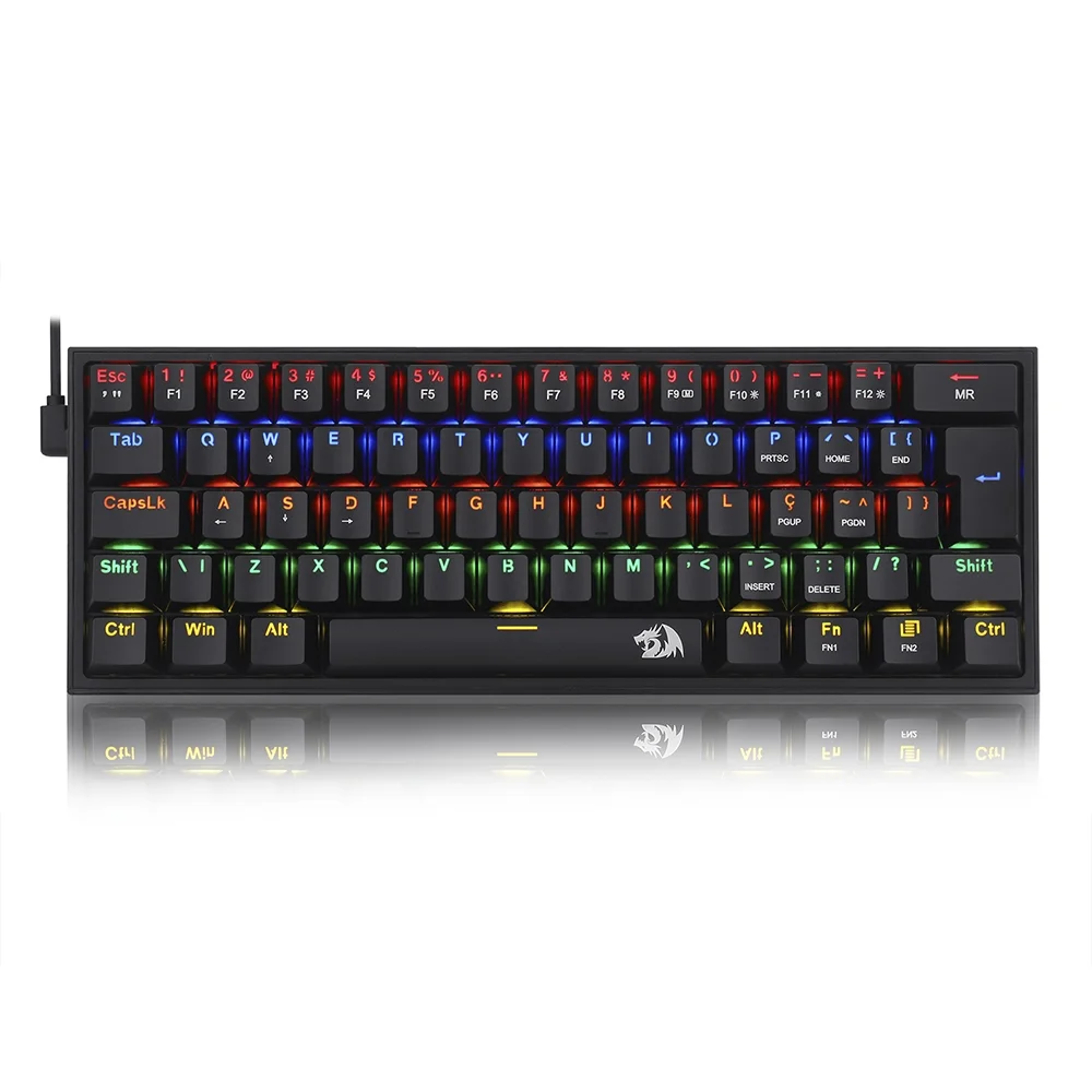 Teclado Mecânico Redragon Fizz Gamer RGB Switch Blue ABNT2 Preto K617-RGB-B