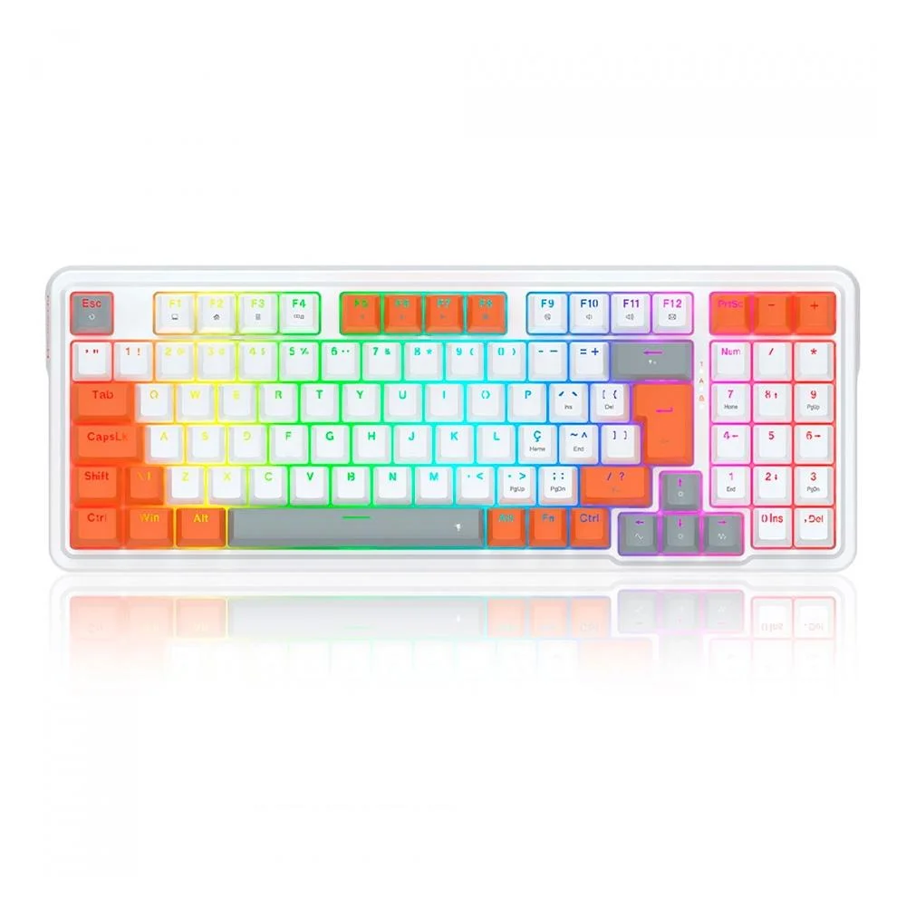 Teclado Gamer Mecânico Redragon Gloria RGB Switch Vermelho Dust-Proof ABNT2 Branco e Vermelho K664WOG-RGB (PT-RED)