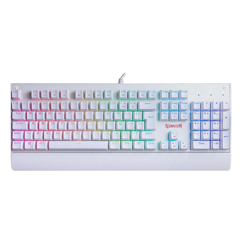 Teclado Gamer Mecânico Redragon Kala RGB Switch DIY Outemu Blue ABNT2 Branco K557W