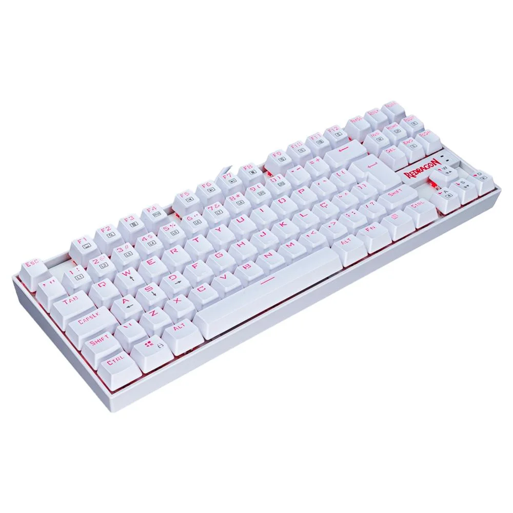 Teclado Gamer Mecânico Redragon Kumara Anti-Ghosting LED Vermelho Switch Outemu Blue ABNT2 Branco K552W-2 (PT-BLUE)