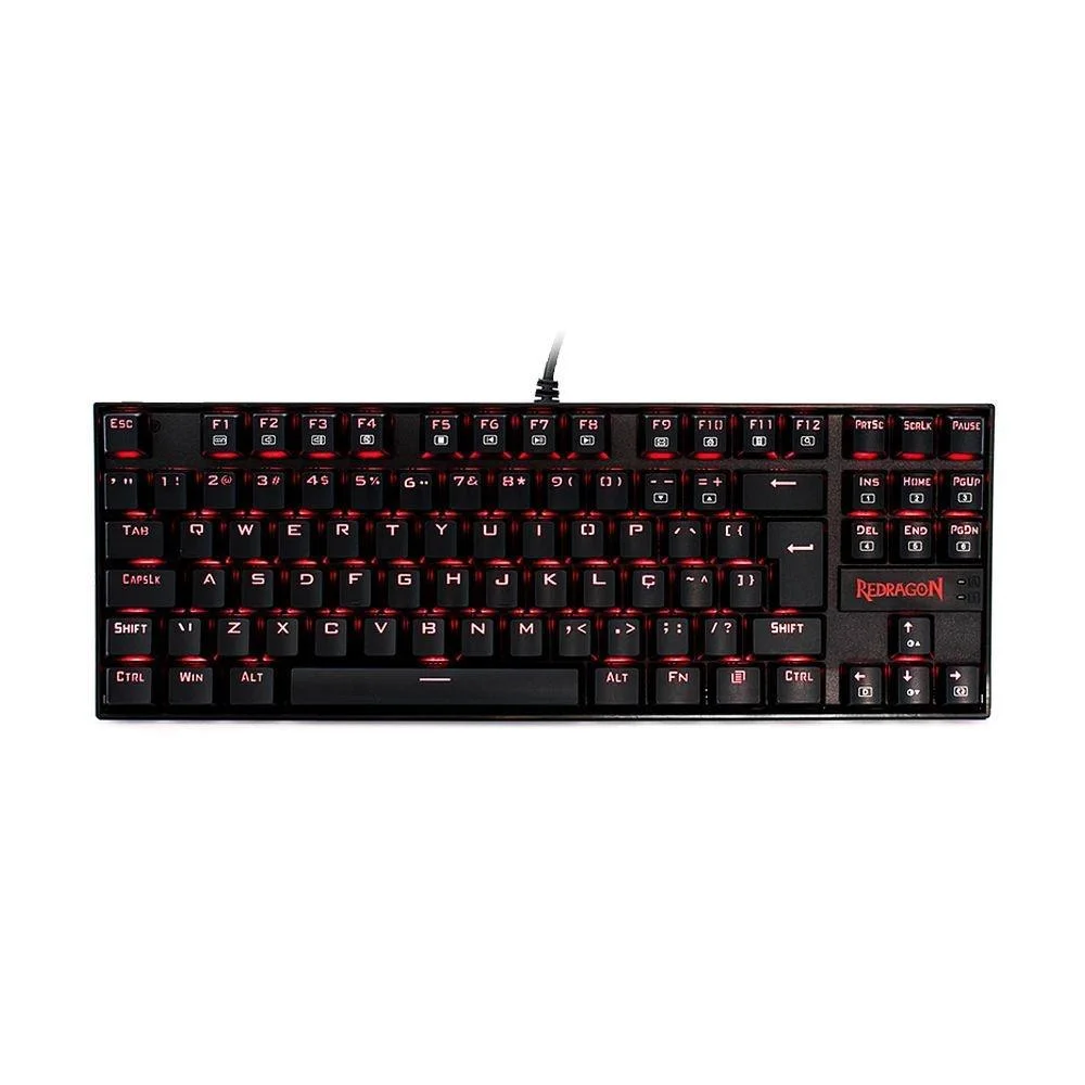 Teclado Gamer Mecânico Redragon Kumara LED Vermelho Switch Brown ABNT2 K552-2