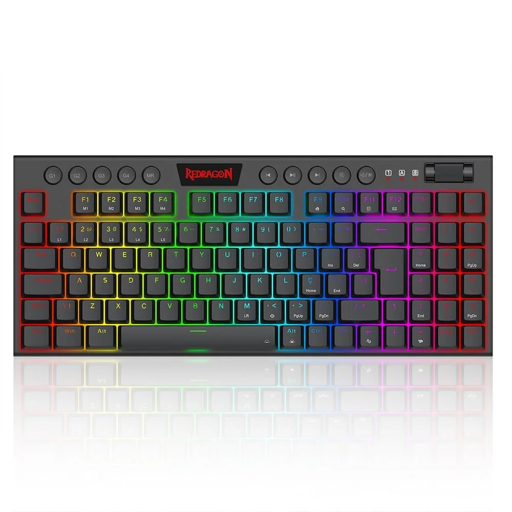 Teclado Gamer Mecânico Redragon Kurama RGB Switch Marrom ABNT2 Preto K625P-KB (PT-BROWN)