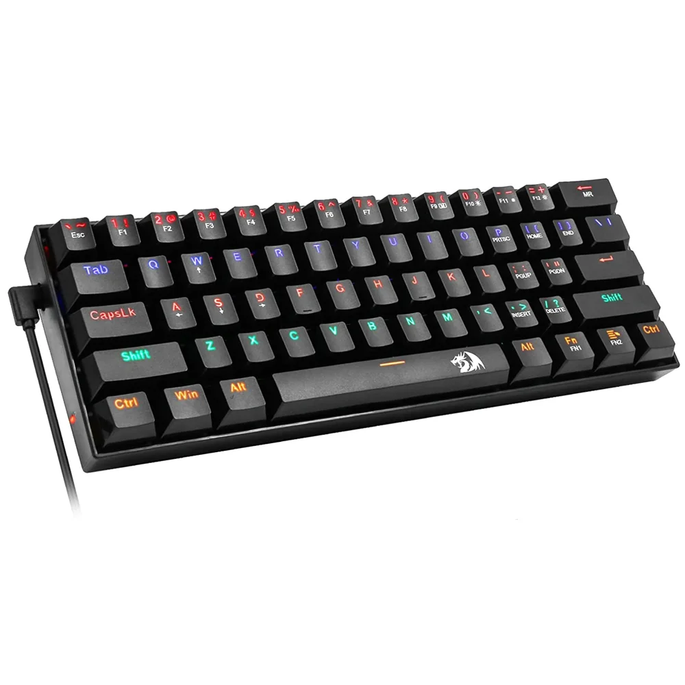 Teclado Gamer Mecânico Redragon Lakshmi LED Rainbow Switch Outemu Red ABNT2 Preto K606R