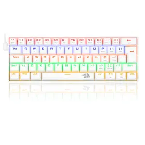 Teclado Gamer Mecânico Redragon Lakshmi Lunar White 60% LED Rainbow Switch Outemu Brown ABNT2 K606W-R Teclado Gamer Mecânico Redragon Lakshmi Lunar White 60% LED Rainbow Switch Outemu Brown ABNT2 K606W-R