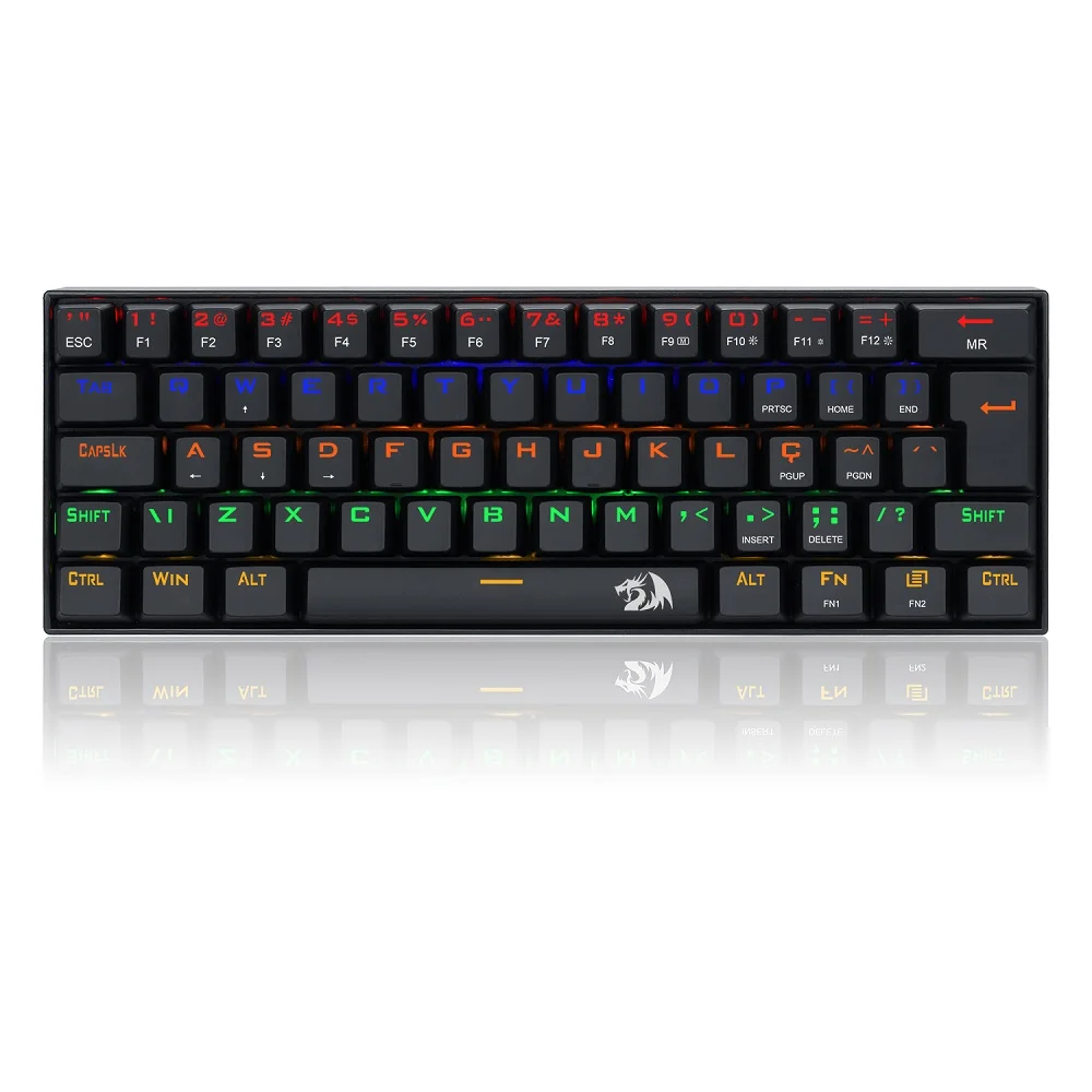 Teclado Mecânico Redragon Lakshmi Gamer Rainbow Switch Black ABNT2 Preto