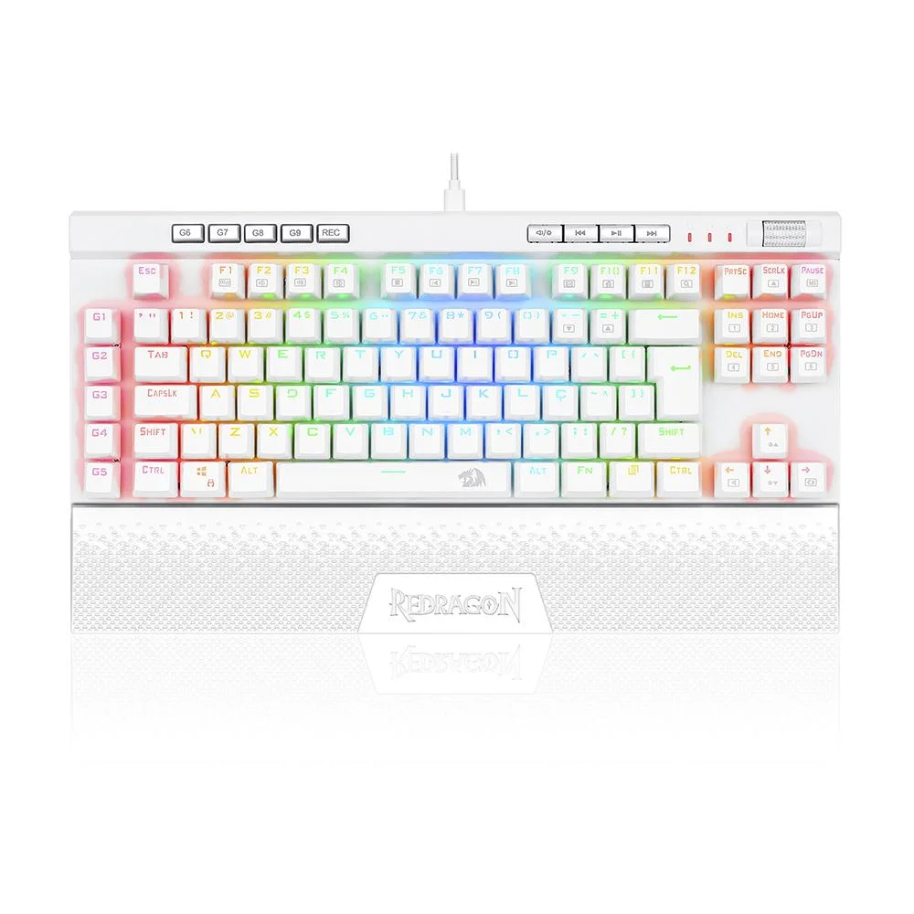 Teclado Gamer Óptico Redragon Magic-Wand Pro RGB Switch Vermelho ABNT2 Branco K587W-RGB