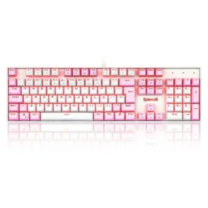 Teclado Gamer Mecânico Redragon Mitra Single Color Switch Blue ABNT2 Branco e Rosa K551WP (PT-BLUE)