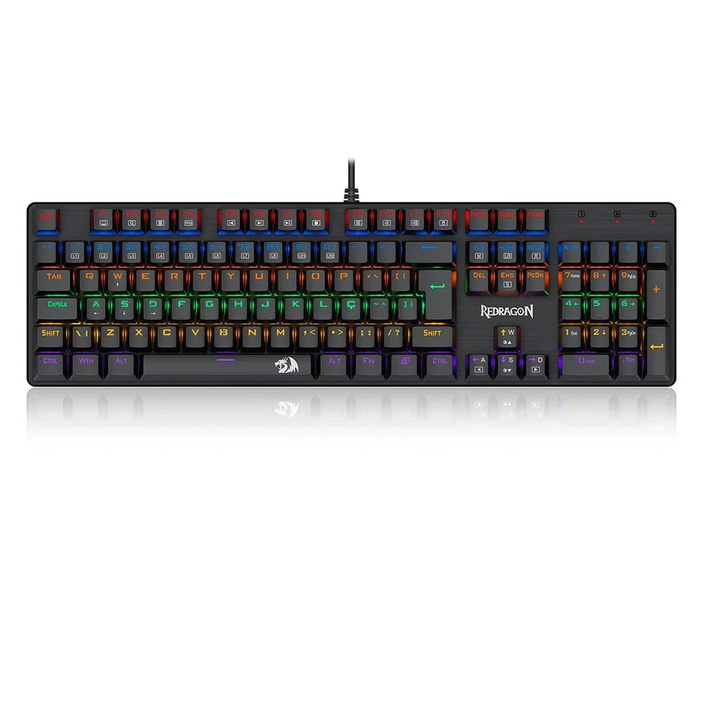 Teclado Gamer Mecânico Redragon Valheim Rainbow Switch Brown ABNT2 Preto K608-R (PT-BROWN)