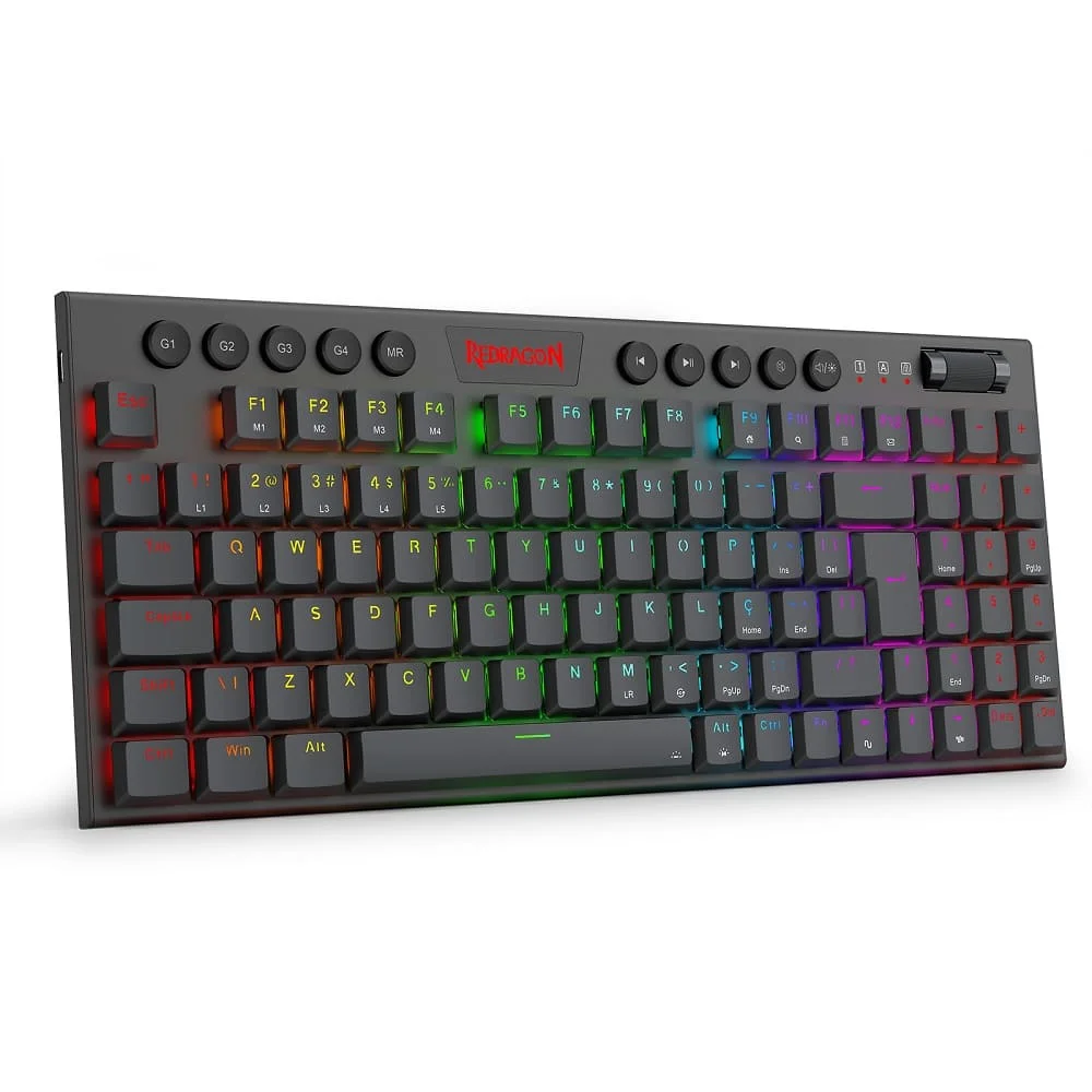 Teclado Gamer Mecânico Redragon Yi RGB Switch Marrom ABNT2 Preto