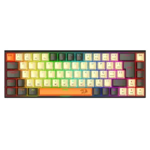 Teclado Gamer Mecânico Redragon Ryze RGB Keycaps Bege Preto e Laranja