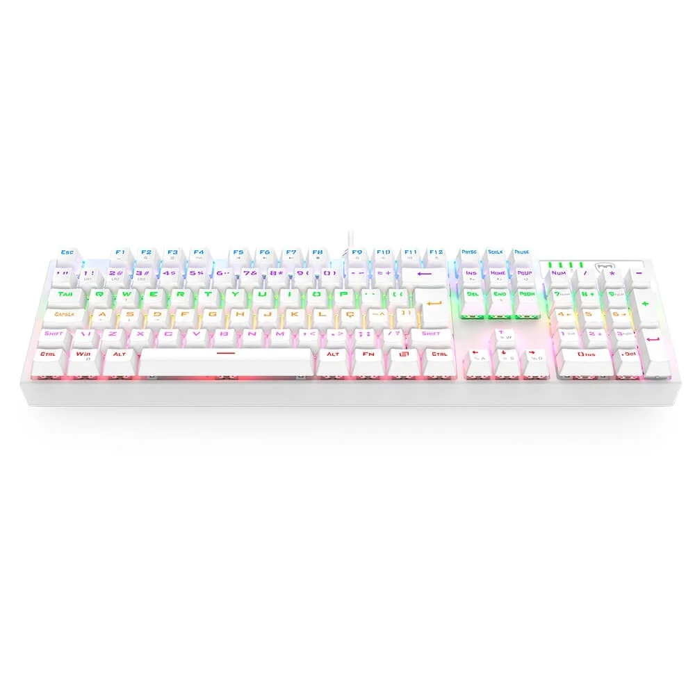 Teclado Gamer Mecânico T-Dagger Axis Full-Size RGB Switch Brown Dust-Proof ABNT2 Branco T-TGK329W-BR