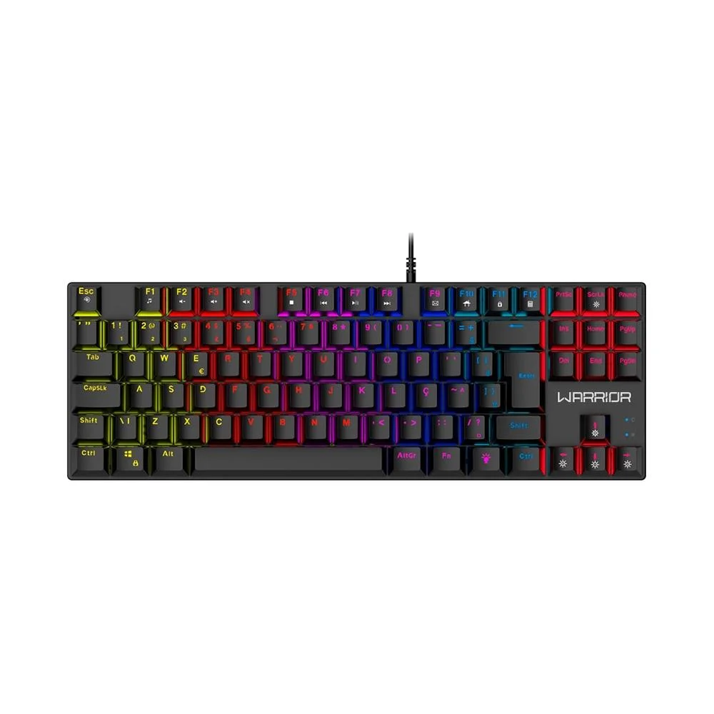 Teclado Gamer Mecânico Warrior Royal Cross TKL RGB Switch Blue ABNT2 Preto TC312