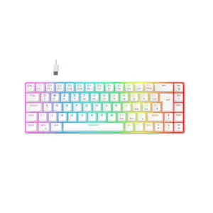 Teclado Gamer Mecânico Hyrax Thunder Pro 65% RGB Switch Brown ABNT2 Branco HCK65W-BROWN-RGB Teclado Gamer Mecânico Hyrax Thunder Pro 65% RGB Switch Brown ABNT2 Branco HCK65W-BROWN-RGB
