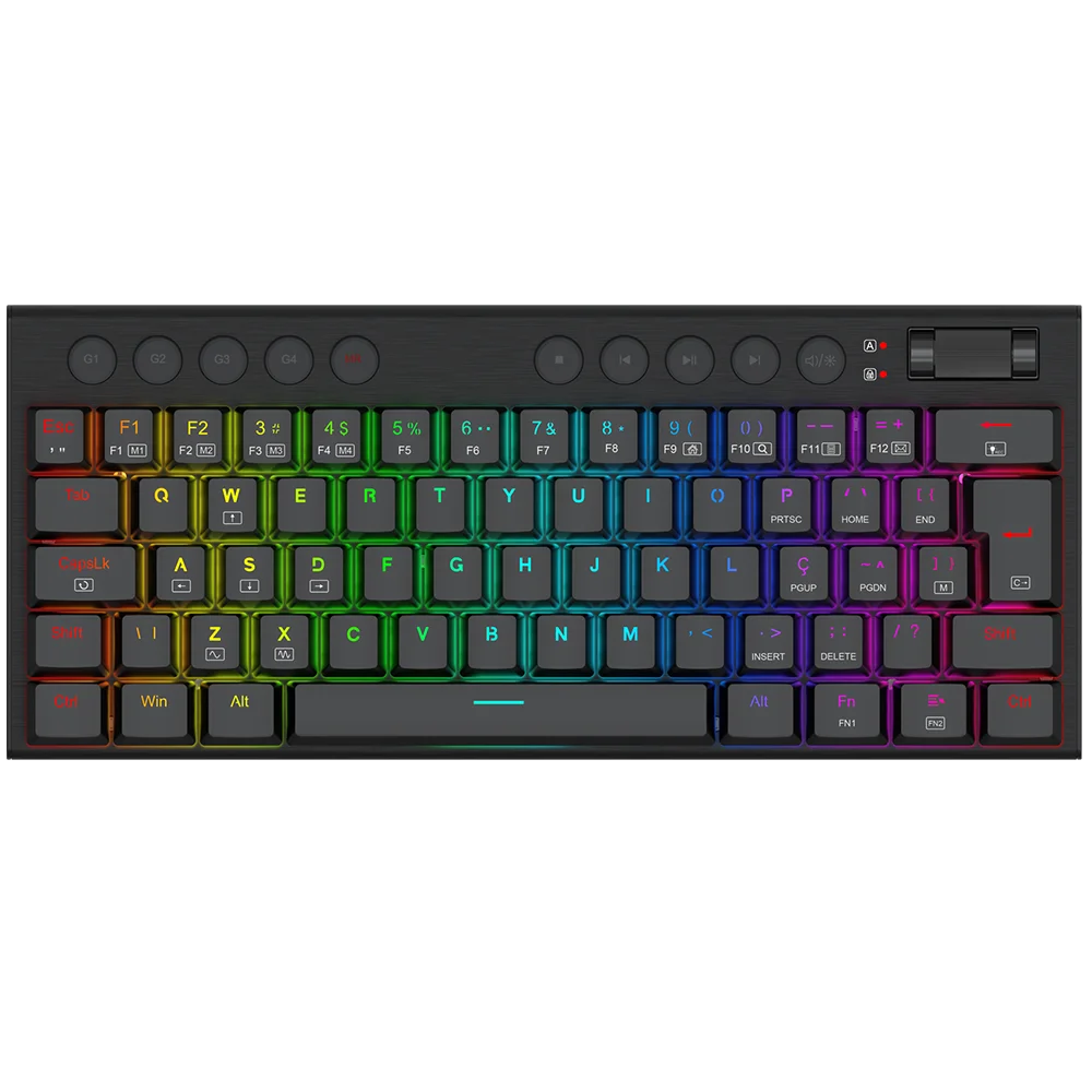 Teclado Gamer Mecânico Redragon Horus Mini Low-Profile 60% Switch Brown Preto