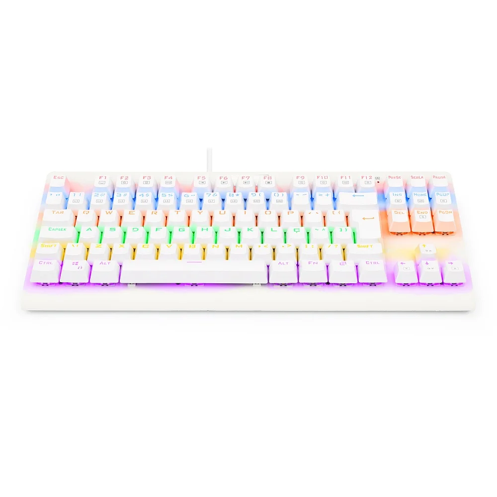 Teclado Gamer Mecânico Redragon Dark Avenger Lunar Rainbow Switch Outemu Red ABNT2 Branco K568W-R (RED)