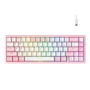 Teclado Gamer Mecânico Rise Mode GM1 Pro RGB Switch Outemu Blue Branco e Rosa RM-TCM-GM1P-WPBLUE