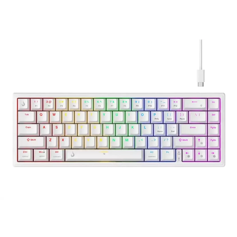 Teclado Gamer Mecânico Rise Mode GM1 Pro RGB Switch Outemu Blue Branco RM-TCM-GM1P-WBLUE